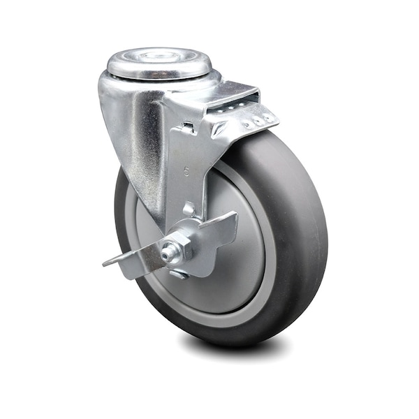 5 Inch Thermoplastic Rubber Wheel Swivel Bolt Hole Caster with Brake SCC